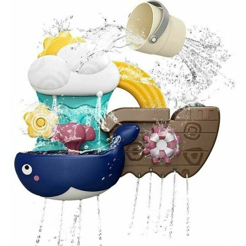 foto del prodotto giocattolo da bagnetto per bambini giocattolo da bagnetto con tazza, balene e barca con doccia ad acqua per regalo per bambini da 18 mesi in su