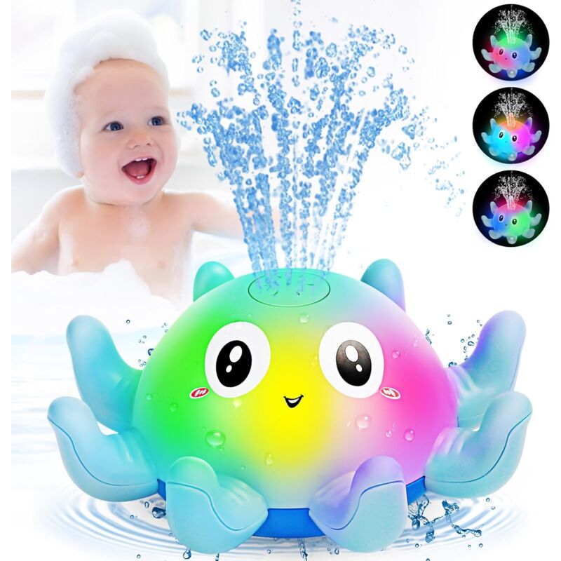 foto del prodotto giocattolo da bagno, giocattolo da bagno per neonati con spruzzatore d acqua a forma di polpo e luce, giocattolo da bagno per neonati da 1 anno,