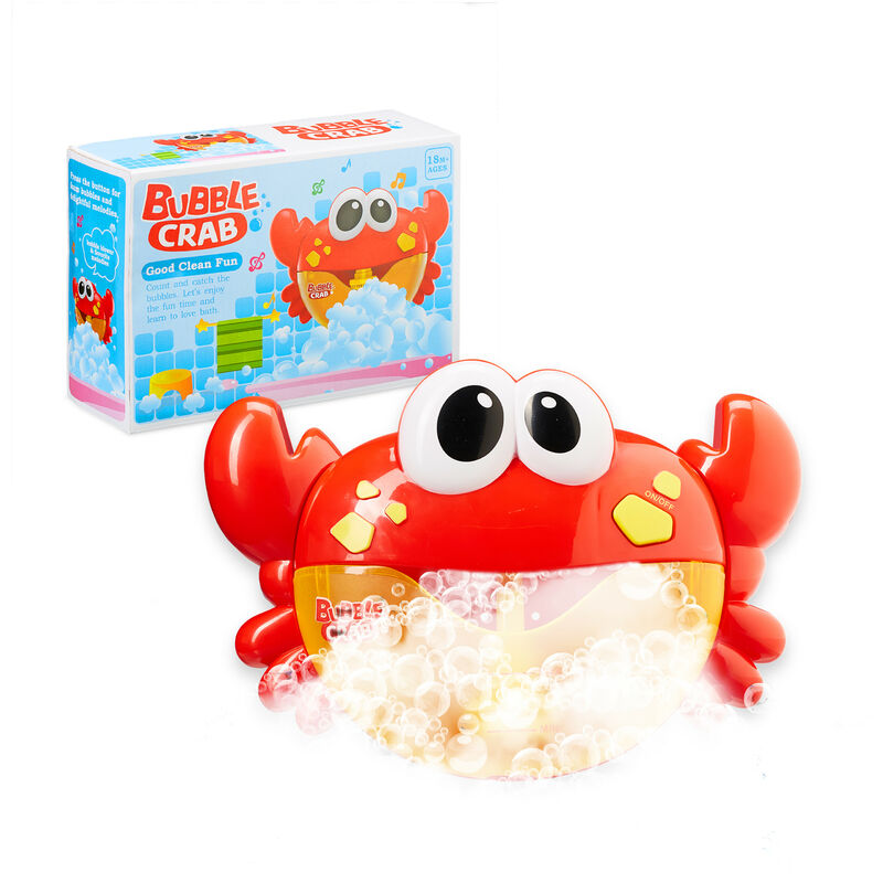 foto del prodotto giocattolo da vasca a forma di granchio, per bambini, schiuma, bolle di sapone, dai 3 anni, plastica, rosso relaxdays