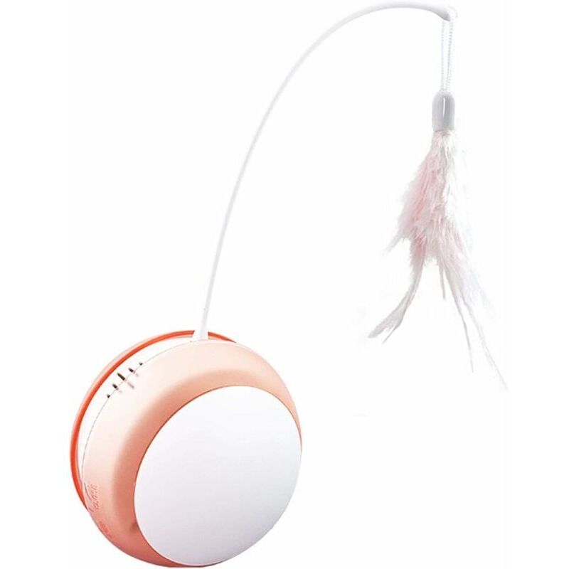 foto del prodotto giocattolo elettrico per gatti con palla anticaduta, led, piuma, canna da pesca a rotolamento automatico per gatti, forniture divertenti per animali