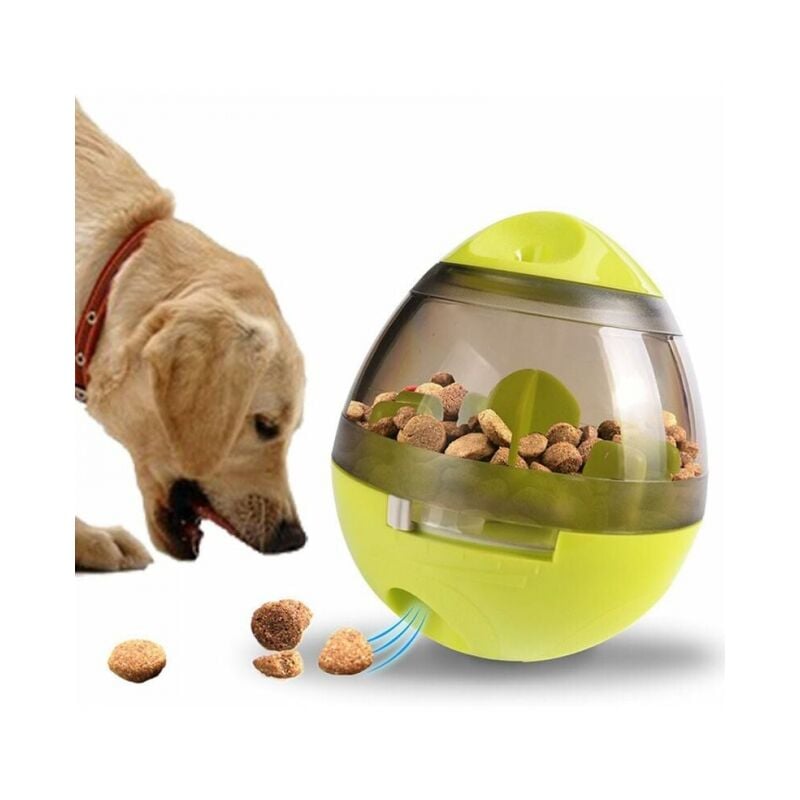 foto del prodotto giocattolo verde per cani, distributore di cibo per cani e gatti, palla per cibo per animali, facile da pulire
