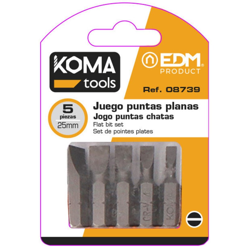 foto del prodotto gioco di bits plat 5 pezzi 25 25mm koma tools fralatn brico series