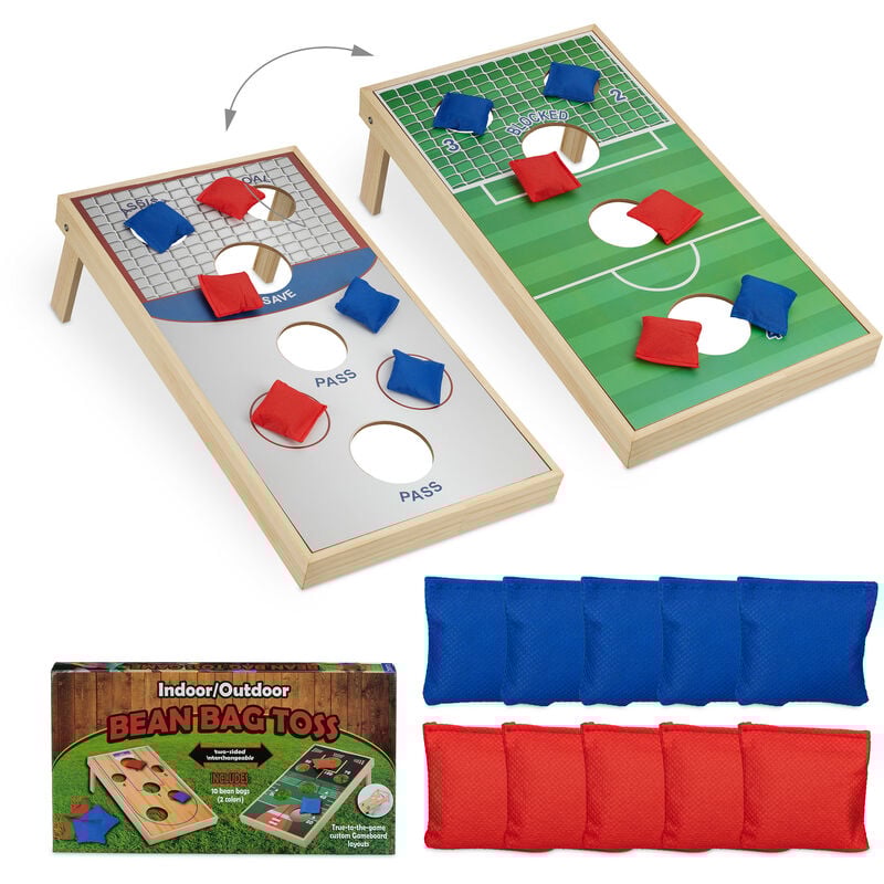 immagine 0 del prodotto gioco di lancio del sacco cornhole, 10 sacchettini di sabbia, interni e esterni, hlp 18x29x58 cm, colorato relaxdays