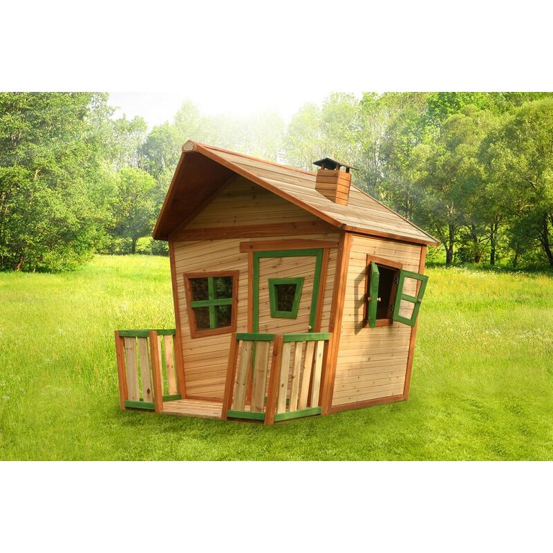 foto del prodotto gioco esterno casetta legno cedro bimbi jesse giardino veranda playhouse
