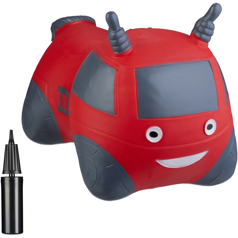 foto del prodotto gioco gonfiabile per bambini da 3 anni, 50 kg, camion pompieri saltellante, senza bpa, pompa manuale, rosso relaxdays