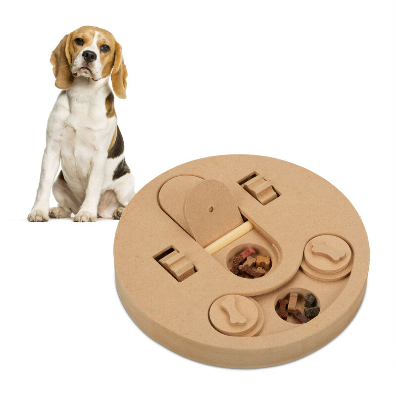 foto del prodotto gioco interattivo per cani e gatti, mdf, giocattolo attivazione mentale, dog activity puzzle toy, marrone relaxdays