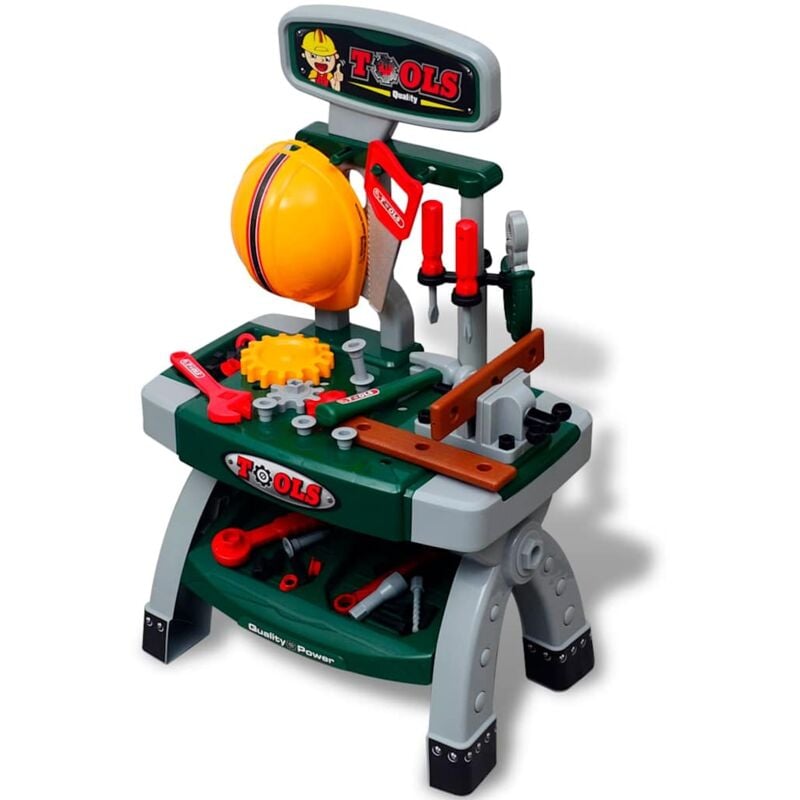 foto del prodotto gioco per bambini banco da lavoro con attrezzi verde e grigio vidaxl
