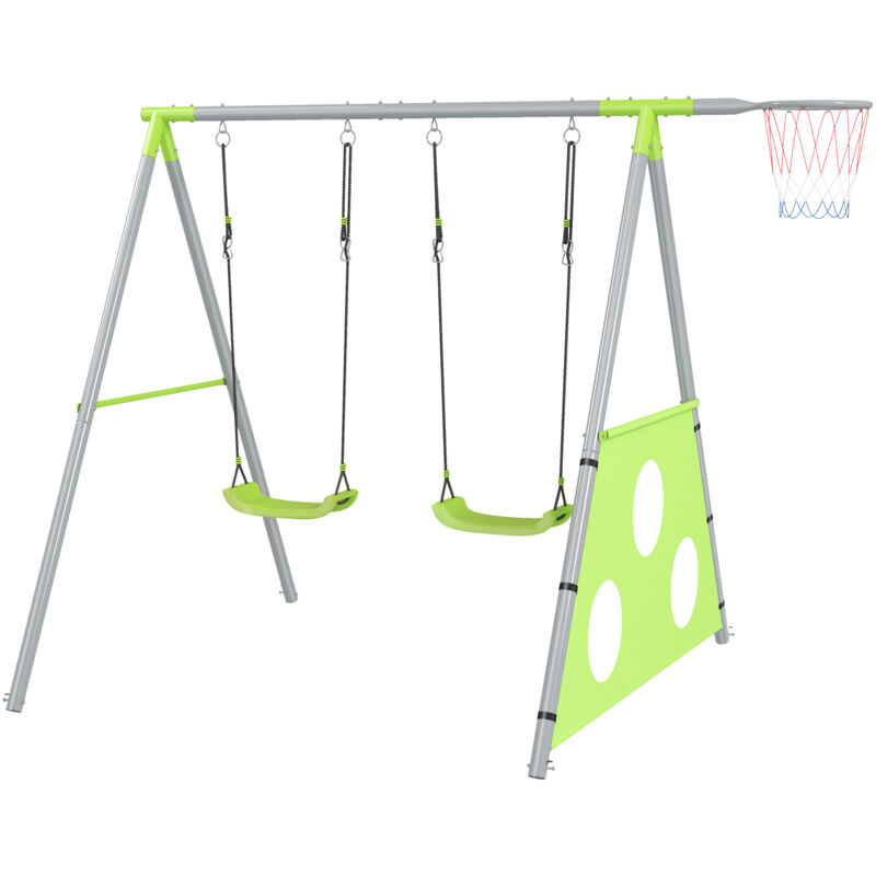 foto del prodotto gioco per bambini con 2 altalene, canestro e porta 238x180x182 cm aiyaplay