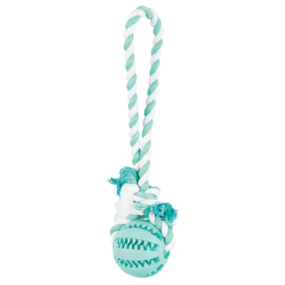 foto del prodotto gioco per cani trixie denta fun corda con palla 7 x l 24 cm