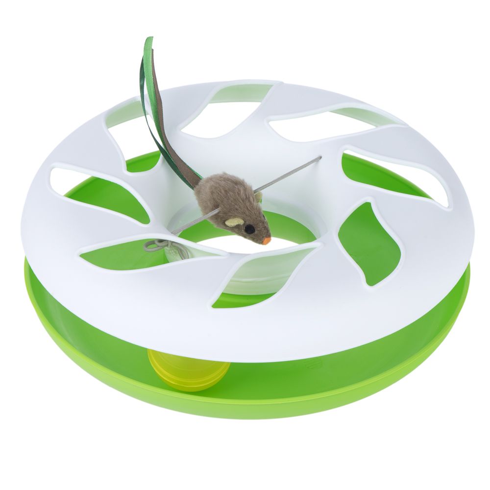 foto del prodotto gioco per gatti round about bianco verde