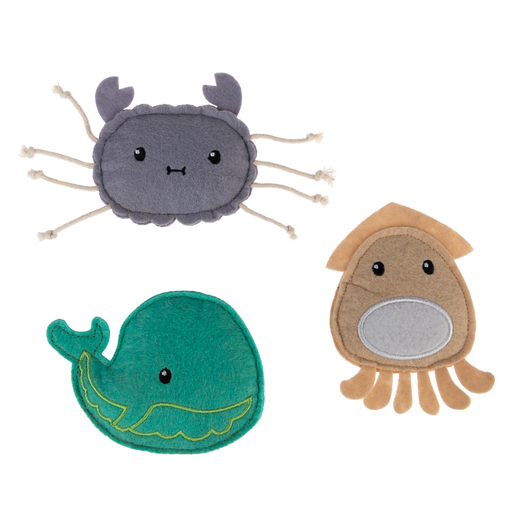 foto del prodotto gioco per gatti tiaki set ocean gang con catnip set da 3 pz