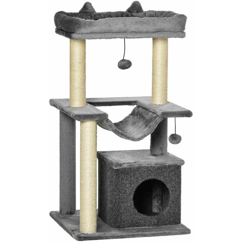 foto del prodotto giordanoshop albero tiragraffi per gatti 48x48x100 cm in corda sisal peluche e feltro grigio