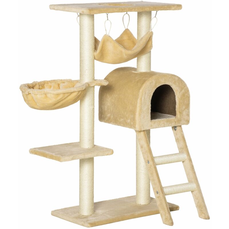 foto del prodotto giordanoshop albero tiragraffi per gatti multilivello 55 30 100 cm corde in sisal naturale beige