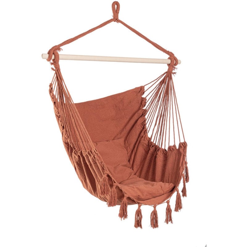 foto del prodotto giordanoshop amaca sedia sospesa da giardino 100x130 cm in poli cotone juan terracotta