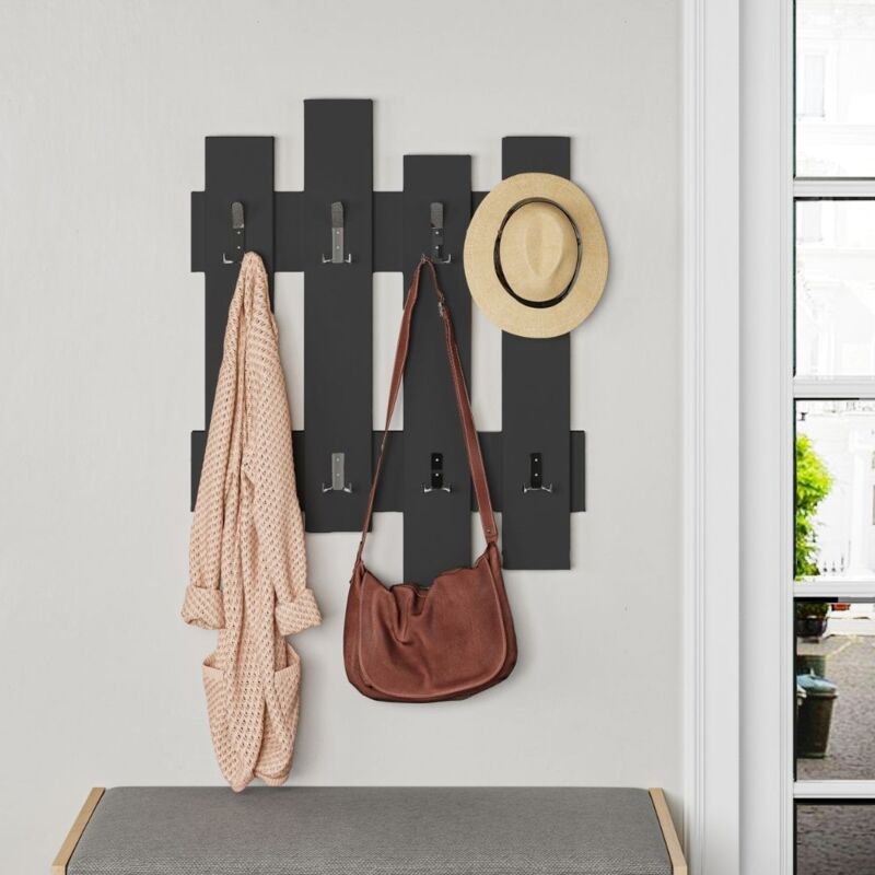 foto del prodotto giordanoshop appendiabiti a muro 64x81 cm wave antracite 8 ganci antracite