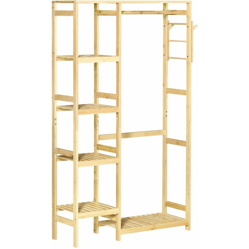 foto del prodotto giordanoshop appendiabiti con mensole 90x30x155 cm in bamb naturale