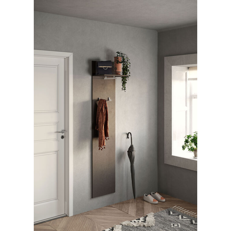 foto del prodotto giordanoshop appendiabiti da parete con mensola asta e ganci 40x28x184 cm frame bronzo