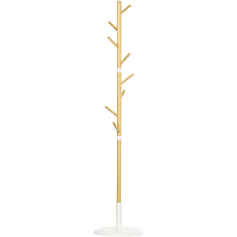 foto del prodotto giordanoshop appendiabiti da terra 8 ganci 37,8x175,6 cm in bamb legno e metallo legno bianco