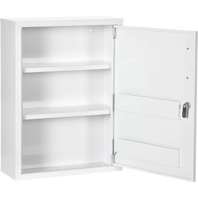 foto del prodotto giordanoshop armadietto medicinali a parete 40x15x53,5 cm con 2 chiavi in acciaio bianco