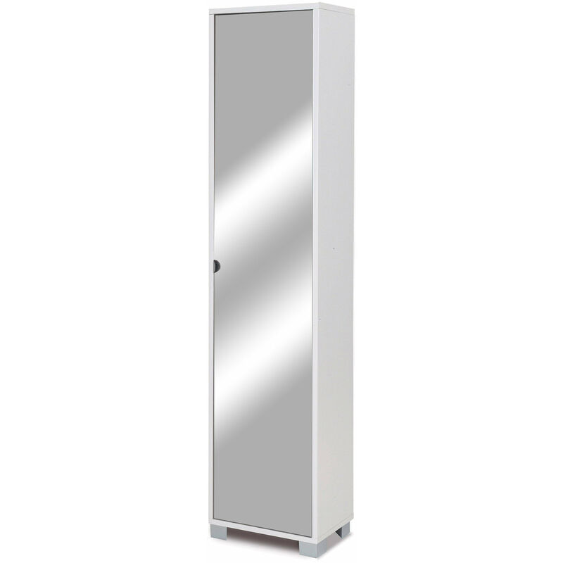 foto del prodotto giordanoshop armadio 1 anta con specchio 43x190x29 cm bianco fiammato