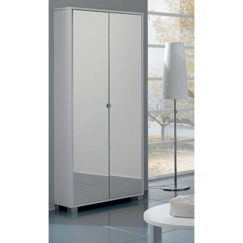 foto del prodotto giordanoshop armadio 2 ante con specchio 83x190x29 cm bianco fiammato
