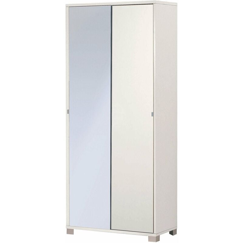 foto del prodotto giordanoshop armadio 2 ante scorrevoli con specchio 82x190x41 cm bianco fiammato