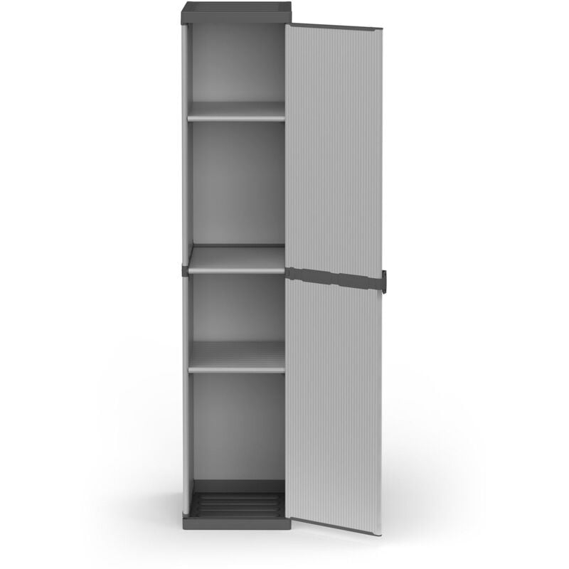 foto del prodotto giordanoshop armadio da esterno 34x40x165 cm 1 anta 4 ripiani in resina grigio