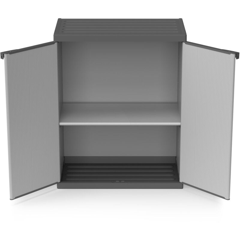foto del prodotto giordanoshop armadio da esterno 68x40x85 cm 2 ante 2 ripiani in resina grigio