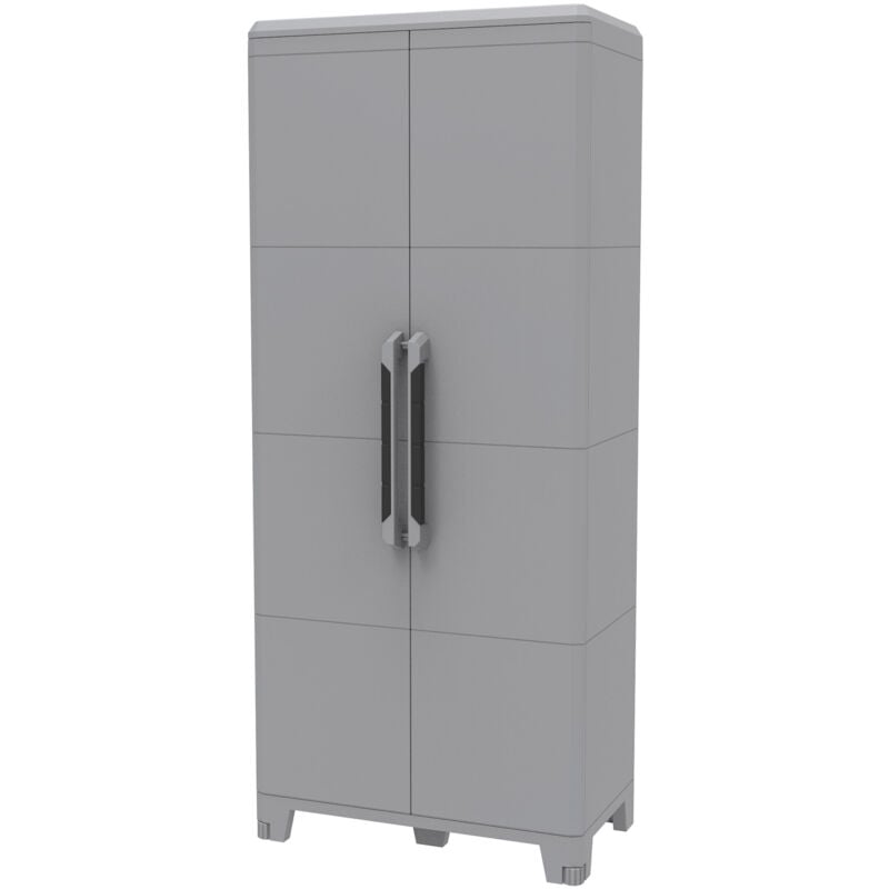 foto del prodotto giordanoshop armadio portascope modulare da esterno 78x43,6x184,4 cm 2 ante 3 ripiani in polipropilene transforming grigio e nero