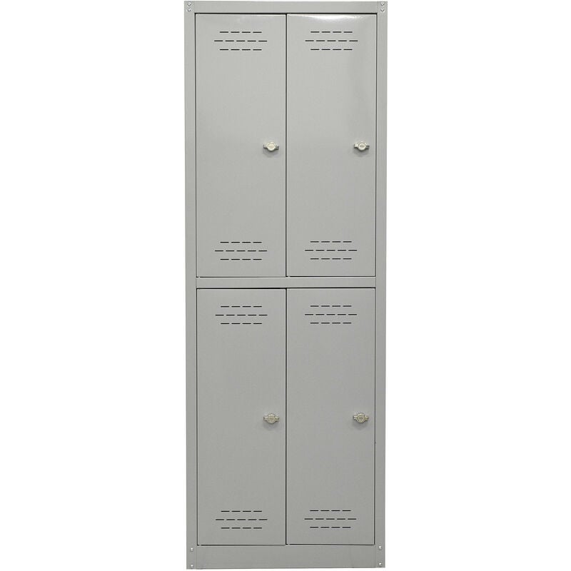 foto del prodotto giordanoshop armadio spogliatoio 4 ante 60x40x167 cm in metallo verniciato grigio chiaro