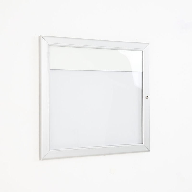 foto del prodotto giordanoshop bacheca con apertura a battente 51,5x48,7x2,3 cm in alluminio con led silver