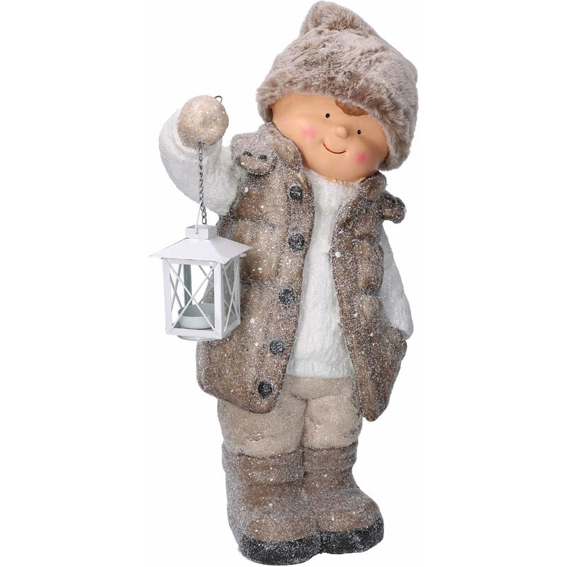 foto del prodotto giordanoshop bambino in resina con lanterna beige cm 30x21xh51