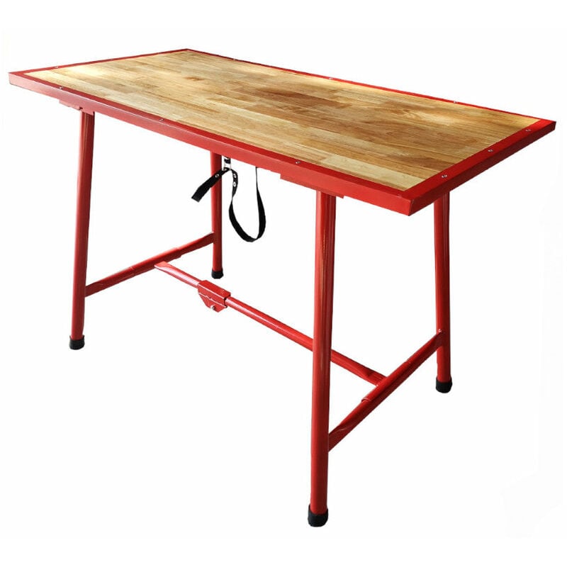 foto del prodotto giordanoshop banco da lavoro pieghevole 120x62,5x83 cm in legno e acciaio