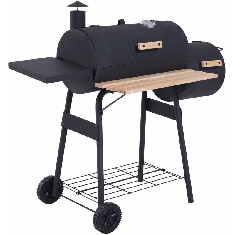 foto del prodotto giordanoshop barbecue a carbone carbonella 124x53x104 cm con coperchio e affumicatore in acciaio nero