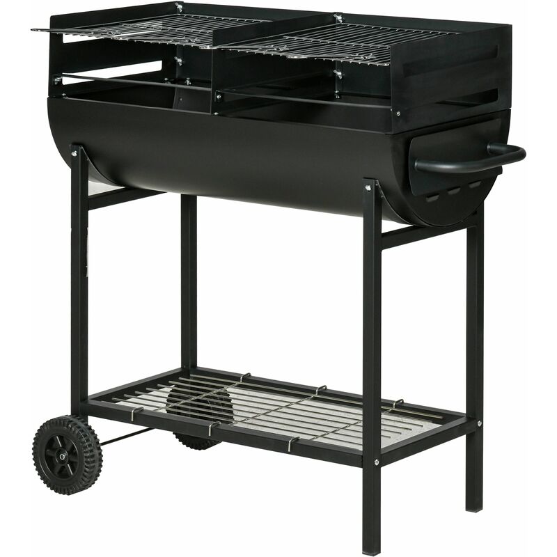 foto del prodotto giordanoshop barbecue a carbone carbonella in acciaio 90x45x96 cm rush nero