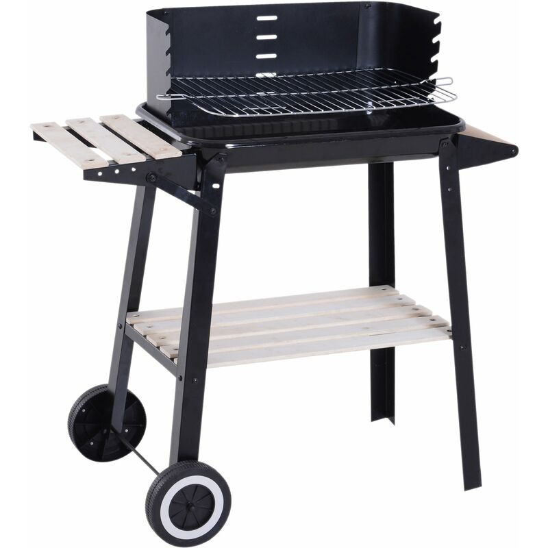 foto del prodotto giordanoshop barbecue a carbone carbonella picnic altezza regolabile nero 87x45x83 cm