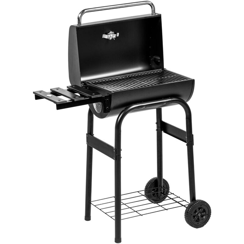 foto del prodotto giordanoshop barbecue a carbone con coperchio termometro e camino 83x46,5x115 cm in metallo nero