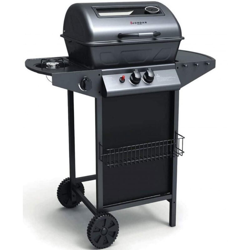 foto del prodotto giordanoshop barbecue a gas 2,9 kw alabama superficie di cottura in pietra lavica nero
