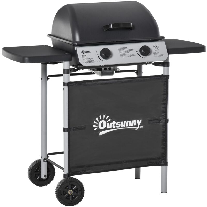 foto del prodotto giordanoshop barbecue a gas 2 fuochi 104x49x99 cm in acciaio e plastica pp nero