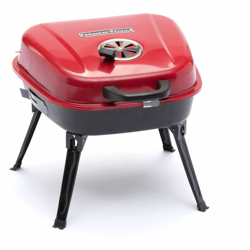 foto del prodotto giordanoshop barbecue portatile a carbone carbonella 48x47x37 cm in acciaio rosso e nero