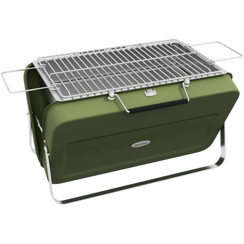foto del prodotto giordanoshop barbecue portatile e pieghevole a valigetta 47x30x28 cm a carbonella verde