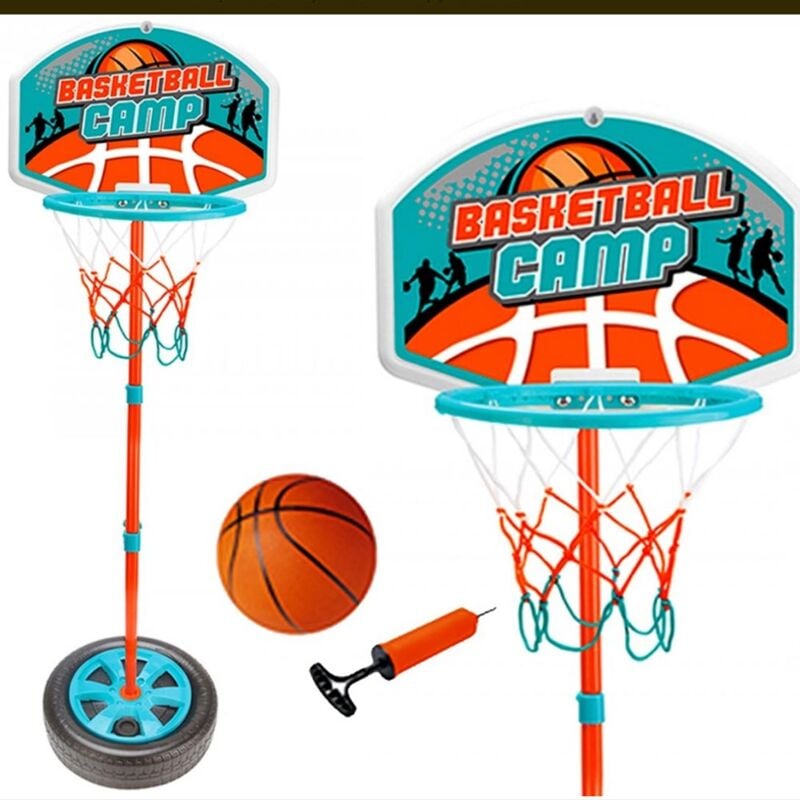 foto del prodotto giordanoshop basket canestro piantana giocattolo bambini regolabile con pallone e gonfiatore