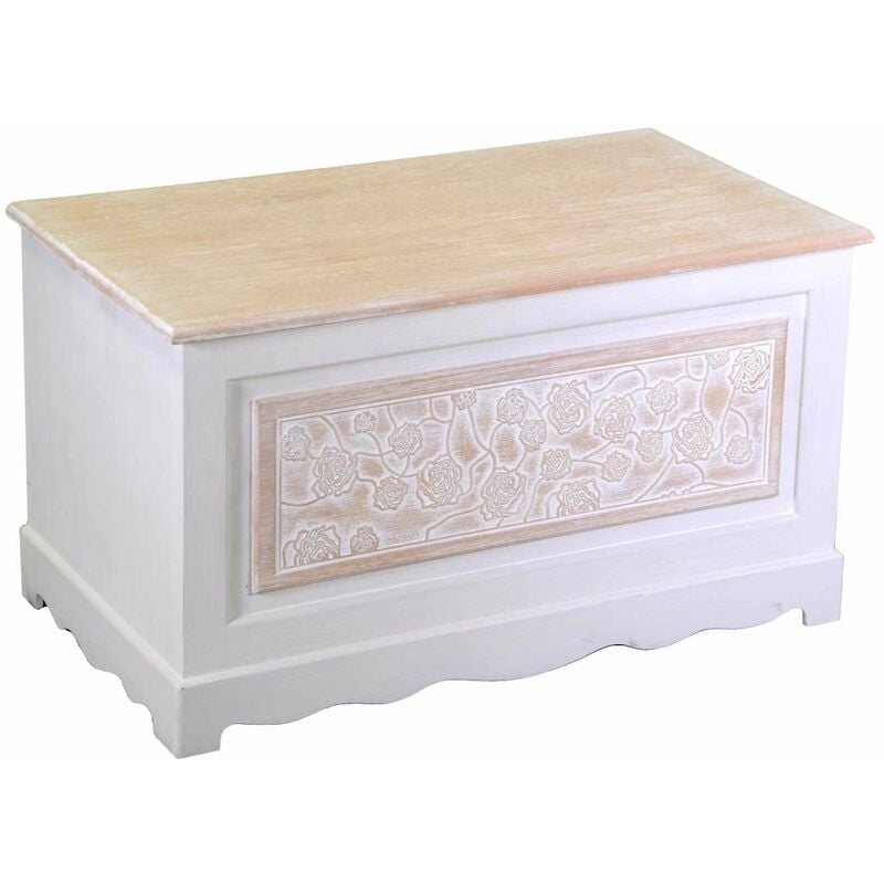 foto del prodotto giordanoshop baule cassapanca contenitore 80x45xh45 cm in legno crema