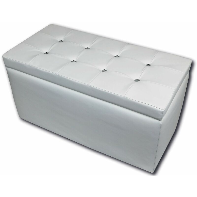 foto del prodotto giordanoshop baule cassapanca pouf contenitore in similpelle silvia bianco