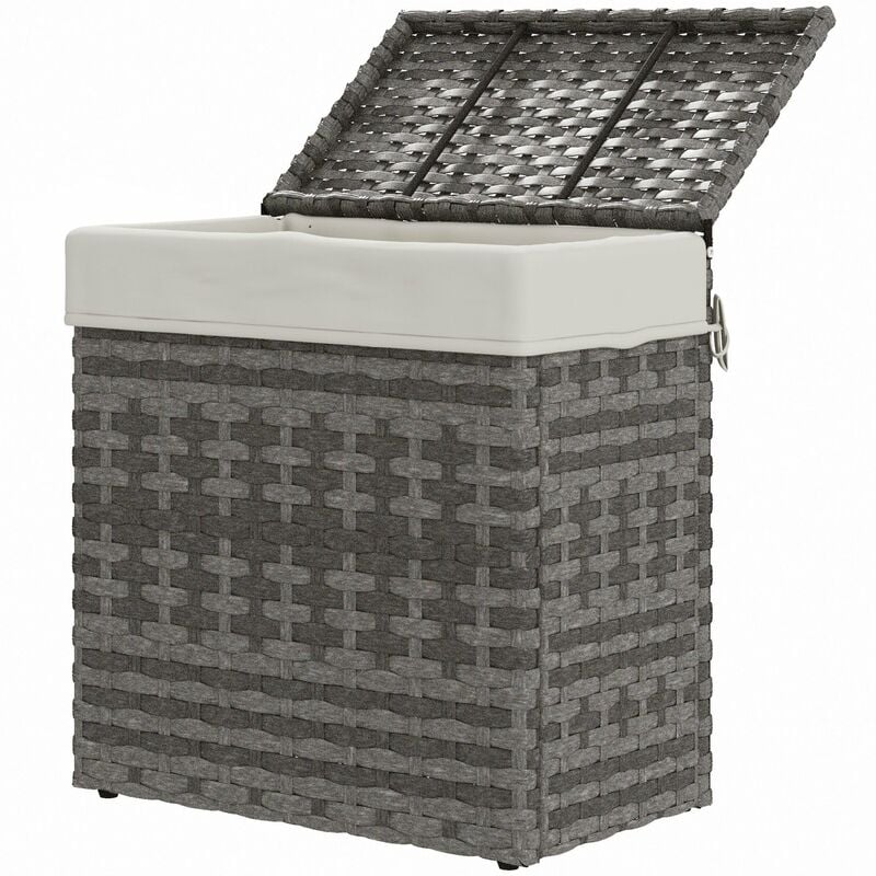 foto del prodotto giordanoshop baule cesta contenitore da giardino e casa 57x34x62 cm in rattan con tessuto interno grigio