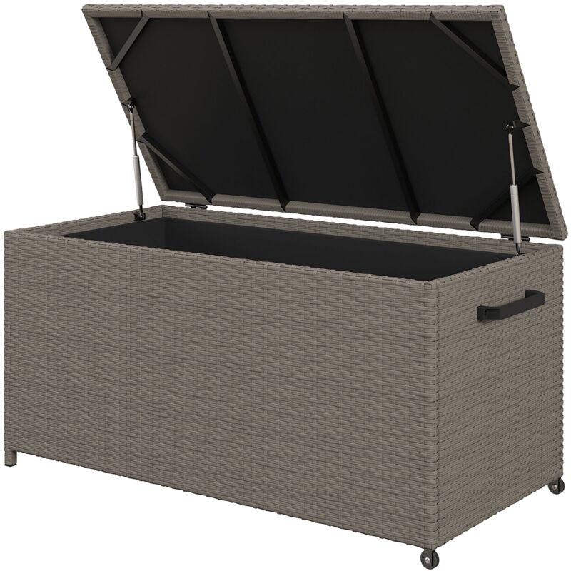 foto del prodotto giordanoshop baule da esterno 102x52x52 cm capacit 184l rivestimento interno impermeabile effetto rattan grigio