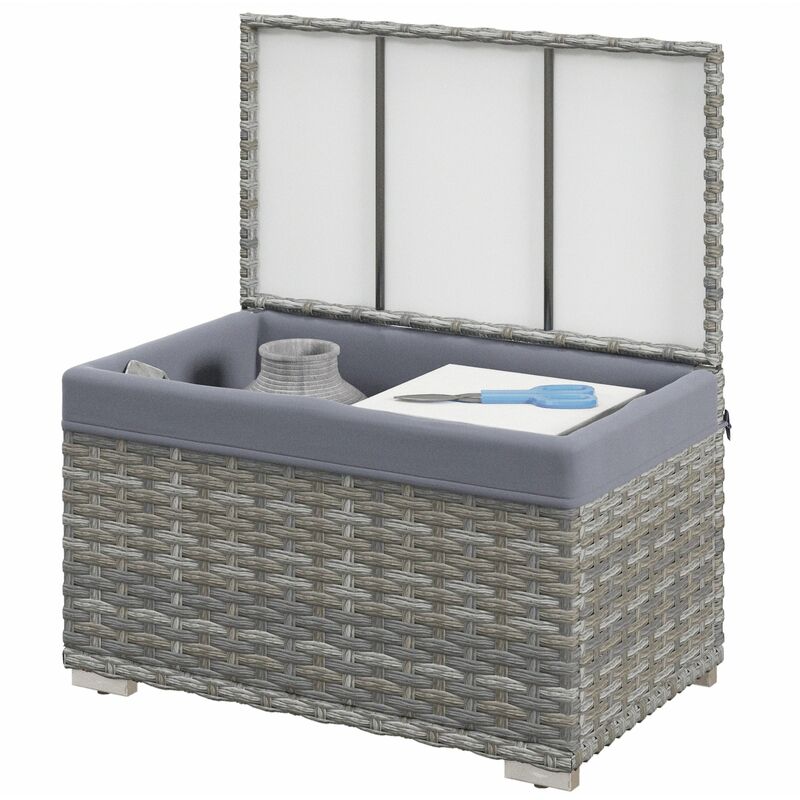 foto del prodotto giordanoshop baule da giardino 76x45x48 cm in rattan pe grigio