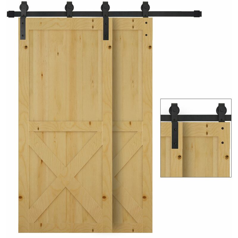 foto del prodotto giordanoshop binario per porte scorrevoli 200x0,6x4 cm con kit di accessori nero