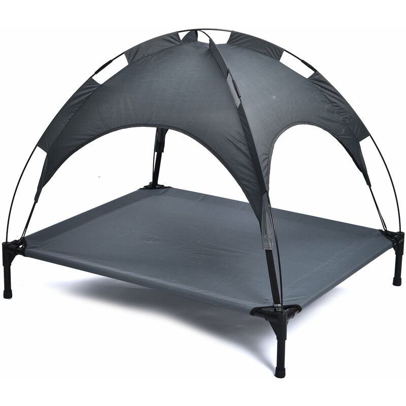 foto del prodotto giordanoshop brandina per cani 105x85x85 cm con tettuccio in metallo e tessuto grigio