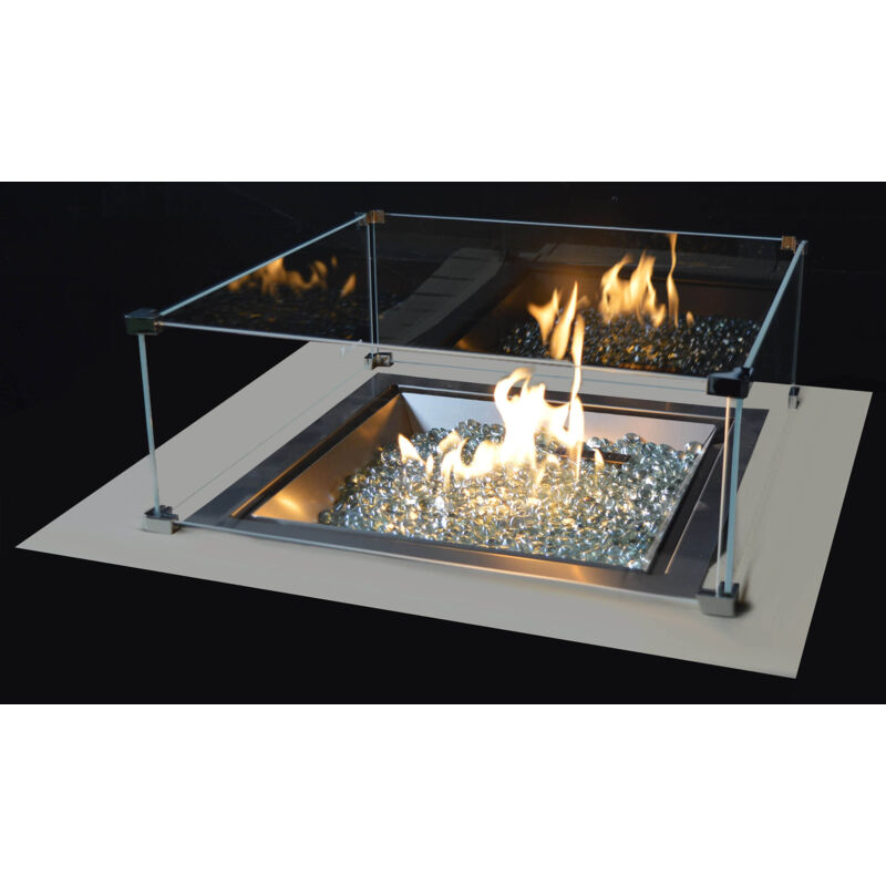 foto del prodotto giordanoshop bruciatore a gas gpl da incasso effetto camino 46x46x20 cm 9,7 kw in acciaio italkero square